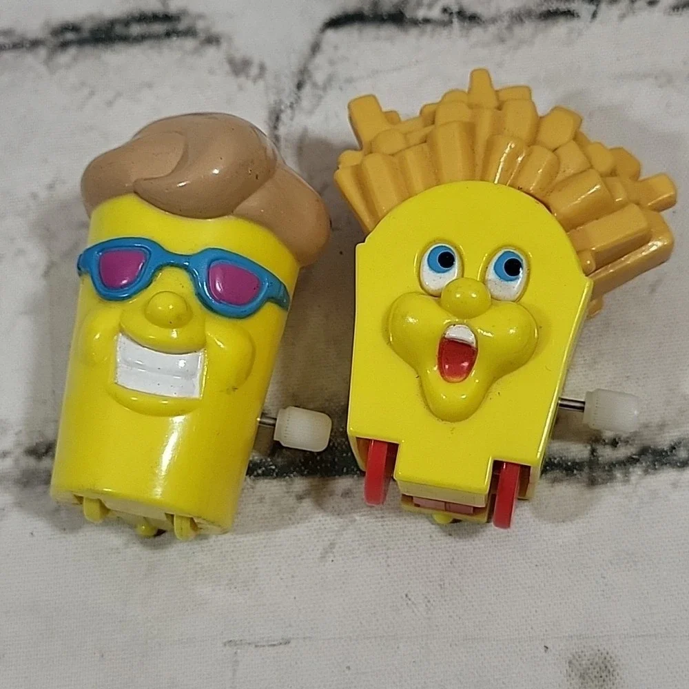Vintage 90s Wendy's Kids Meal Toys Lot Of 4 Wheels Cars Fries Shake Wind-Ups